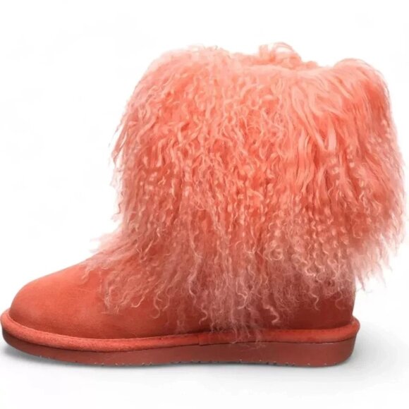 Bearpaw Boo Raspberry Pink Shearling Wool Line Curly Lamb Fur Mongolian Boots 8 - Picture 5 of 8